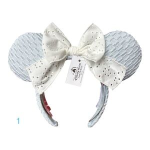 Disney Tokyo Minnie Lace Bow Blue Ears Headband Mid Century Modern NWT 1